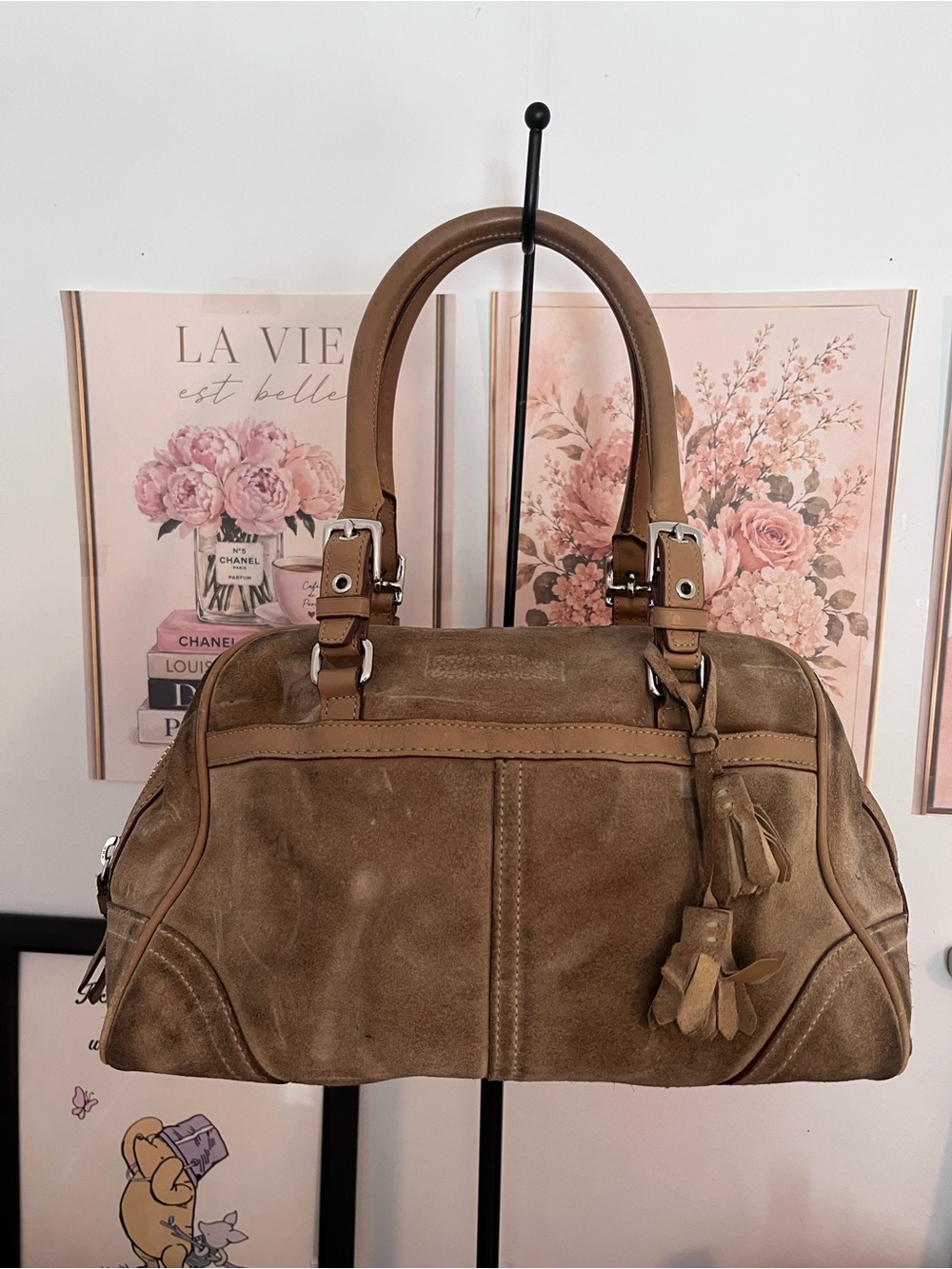 2005 Coach Suede Leather Tassel Satchel